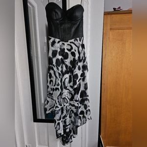 White Leopard Print Dress with leather